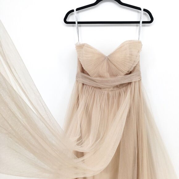 BHLDN Jenny Yoo Women 12 Annabelle Dress Ivory Nude Convertible Strapless Tulle - Picture 4 of 8